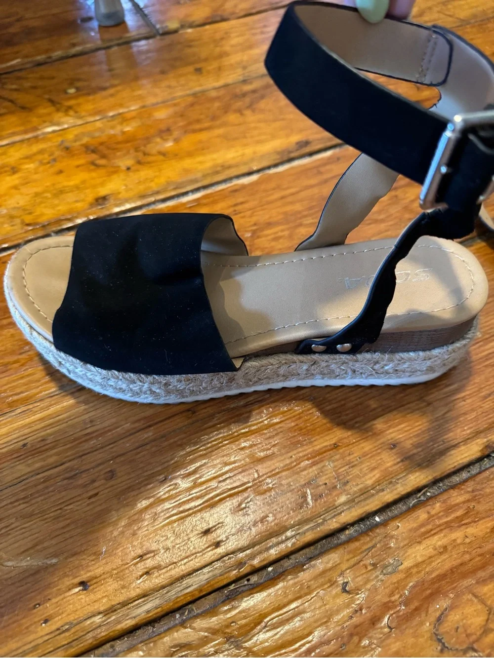 Black Espadrille Platform Sandals with Ankle Strap